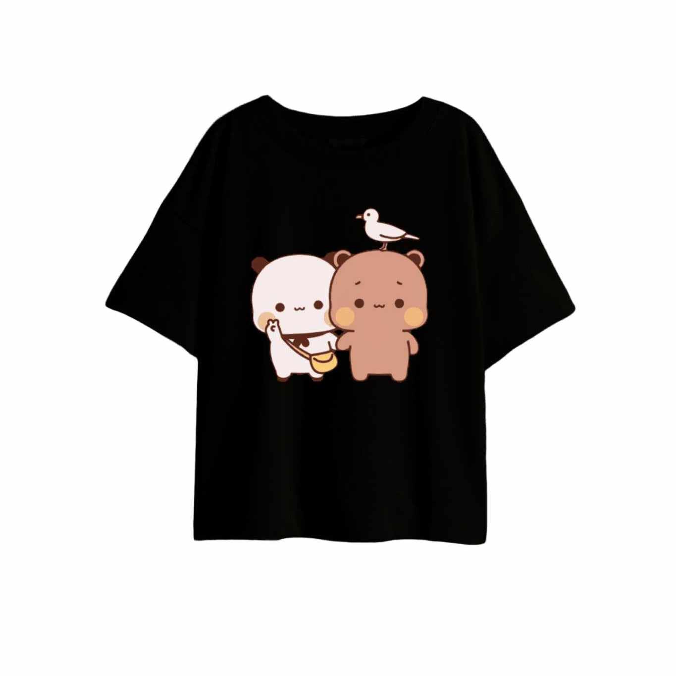 T shirt Coeur Panda noir