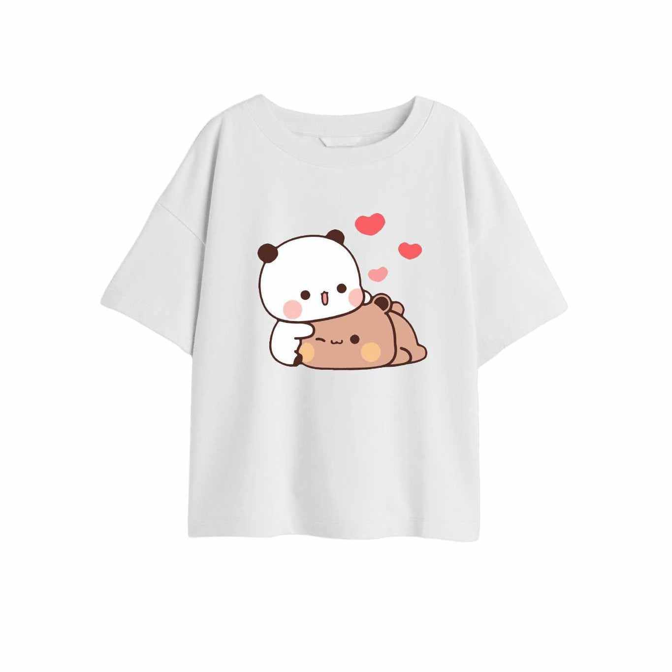 Panda T shirt Couple blanc