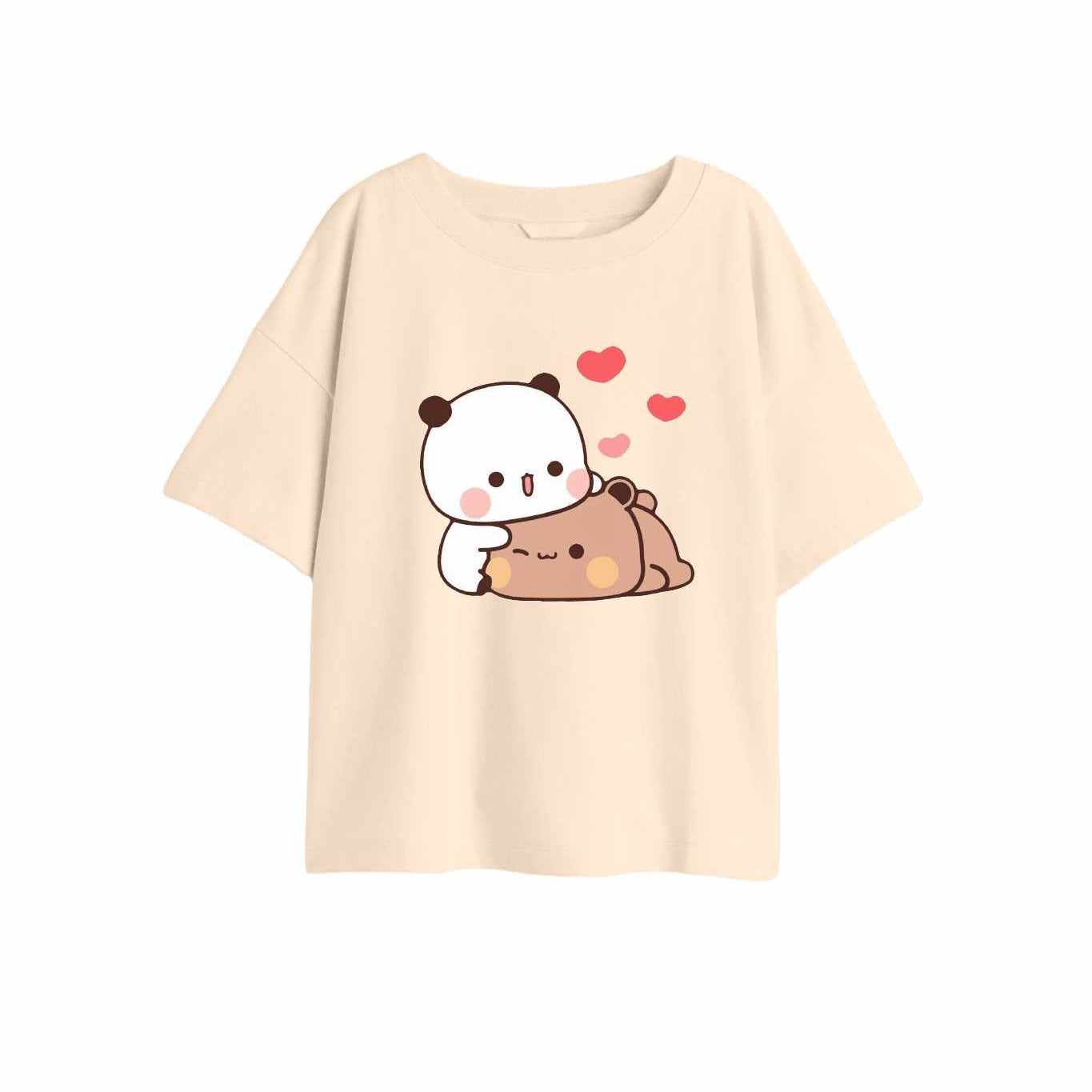 Panda T shirt Couple beige