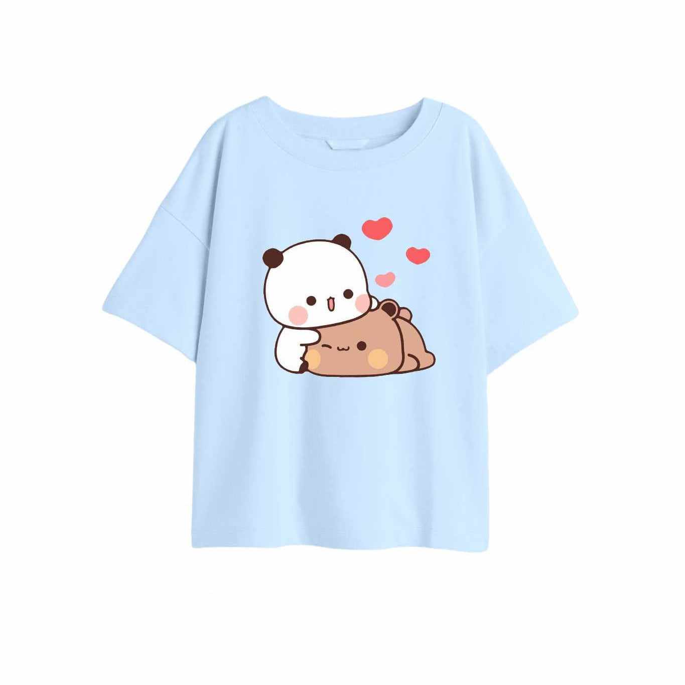 Panda T shirt Couple bleu